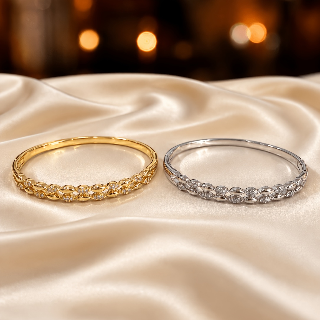Golden & Silvery Two-tone Wheat Ear Link Bracelet